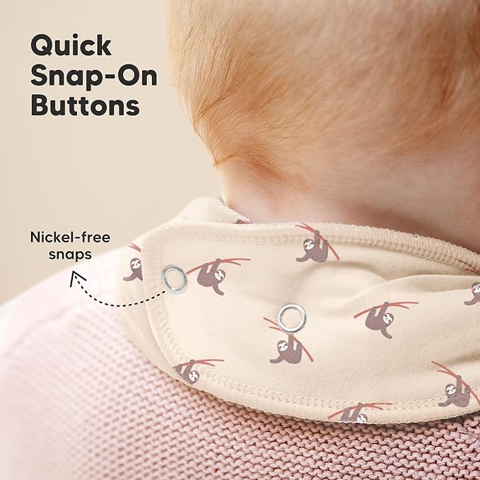 KeaBabies 10-Pack Organic Baby Bandana Bibs for Girls - Super Absorbent Triangle Baby Bibs for Drooling and Teething Infant, 100% Cotton Extra Soft for Newborn, Infant 0-36 Months (Mesozoic)
