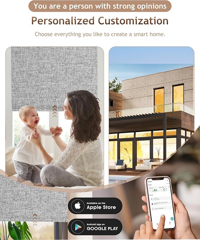 Kincmo Motorized Blinds with Remote,100% Blackout Motorized Roller Shades Work with Apple Homekit,Alexa,Google, Custom Electric Blinds with App,Voice Control (Mist Twilight)