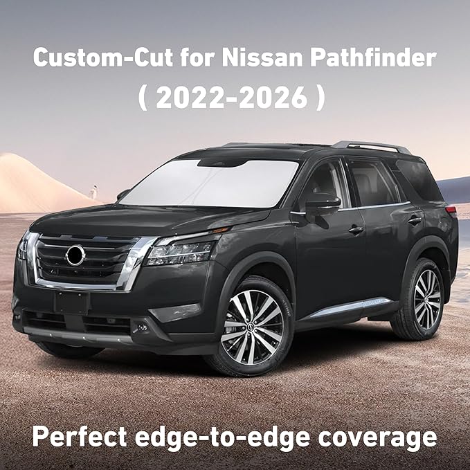 Econour Windshield Sunshade for Nissan Pathfinder 2022-2024 2025 2026, Sun Visor for Front Windshield & Window Sun Shade Cover, UV Heat Blocker & Protector, Car Accessories