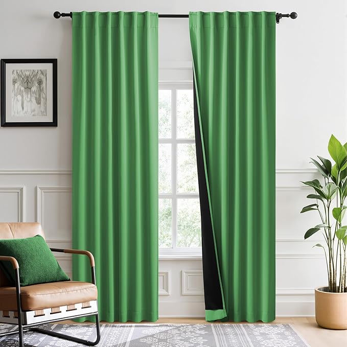 NICETOWN Forest Green Blackout Curtains, 2 Panels 52x84 Inches, Thermal Insulated & Energy Efficient Window Drapes for Bedroom & Living Room, Rod Pocket Back Tab, Full Shading for Light Sleepers