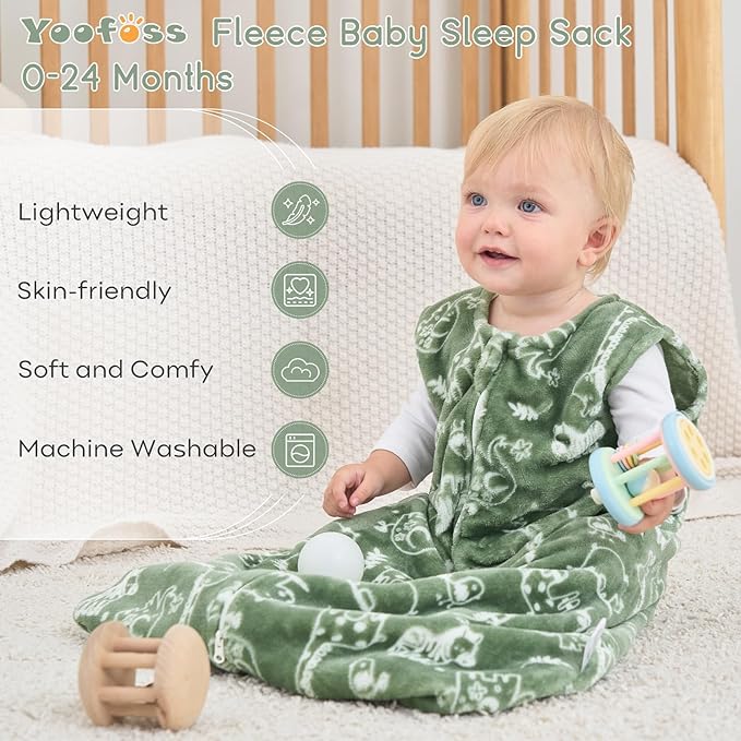 Yoofoss Baby Sleep Sack 18-24 Months, 1.5 Tog Sleep Sack, Fleece Baby Wearable Blanket with 2-Way Zipper, Toddler Sleeping Sack, Soft Warm Lightweight(Small)