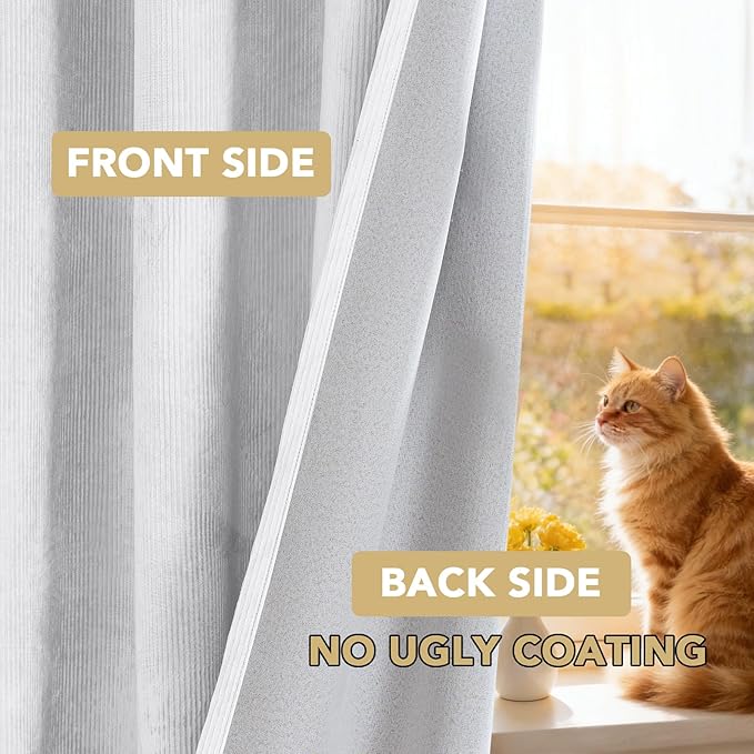 H.VERSAILTEX Velvet 100% Blackout Curtains for Living Room Full Light Blocking Curtains Thermal Insulated Room Window Drapes Soft Luxury Curtains Grommet Top 2 Panels (55" W x 84" L, White)