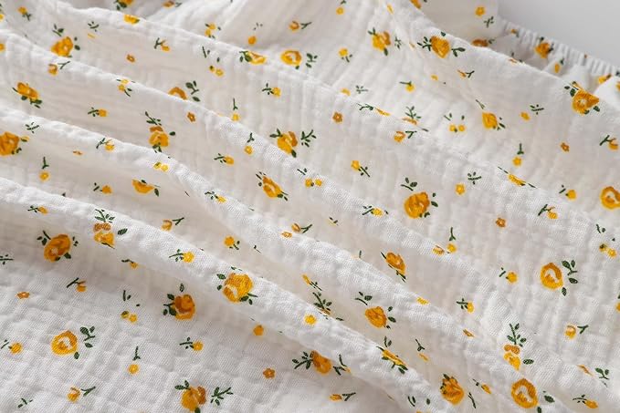 Onacosht Muslin Mini Crib Sheets, 39" x 27" Pack and Play Mattress Sheets Fitted for Pack N Play, Soft Cotton for Boys Girls, 2 Pack, Beige and Yellow Floral