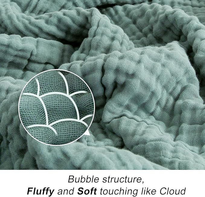 EMME Cotton Muslin Blanket King Size - Soft, Breathable Layering Bedspread Blanket, 108"x90", All Season Gauze, Teal