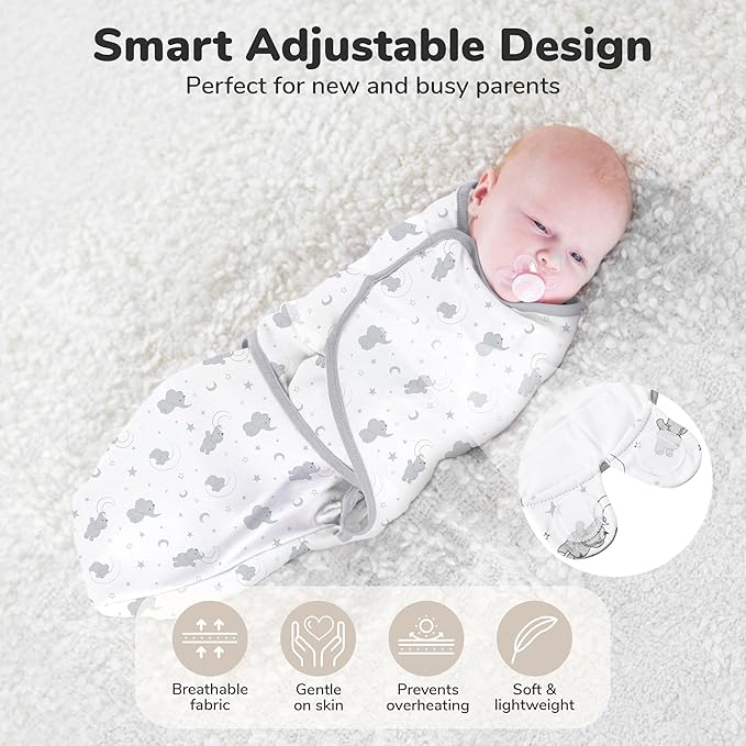 Mama Cheetah Baby Swaddle Sack 3-6 Month, Organic Cotton Swaddling Sleep Sack, Infant Swaddle Blanket, Large Swaddle Wrap, Easy Swaddles for Boy Girl, 3-Pack