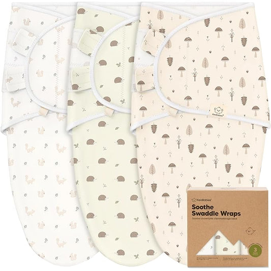 3-Pack Organic Baby Swaddle Sleep Sacks - Swaddles for Newborns, Infant 0-3 Months, Baby Girls, Boys, Soft & Snug Newborn Sleep Sack, Nursery Swaddling Blankets (Nibbles/Bruce)