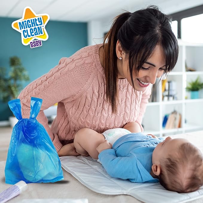 Mighty Clean Baby Disposable Diaper Bags with Light Powder Scent, 600 count