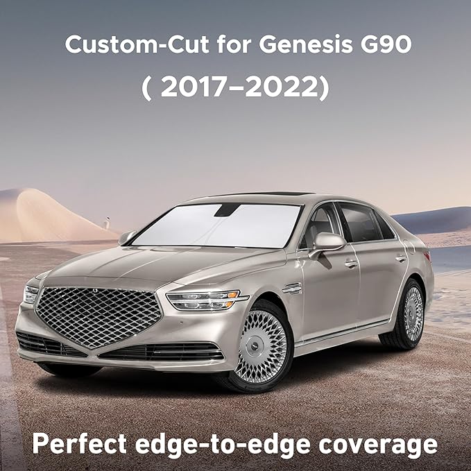 Econour Windshield Sunshade for Genesis G90 2017-2020 2021 2022, Sun Visor for Front Windshield & Window Sun Shade Cover, UV Heat Blocker & Protector, Car Accessories