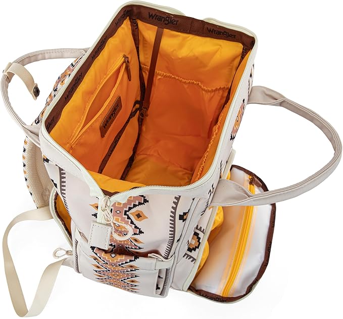 Montana West Wrangler Diaper Bag Backpack Aztec Travel Backpack Purses Western Multi-Function Baby Bags for Mom with Waterproof Insulated Pockets