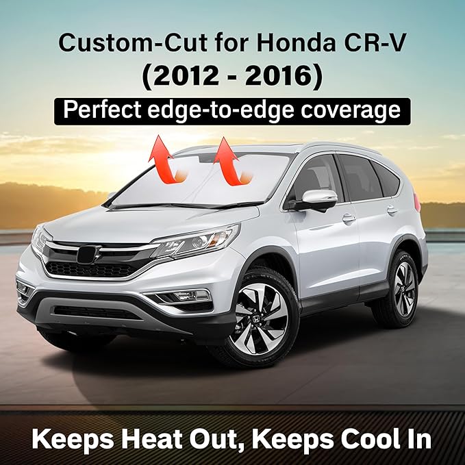 Econour Windshield Sunshade for Honda CR-V 2012-2014 2015 2016, Sun Visor for Front Windshield & Window Sun Shade Cover, UV Heat Blocker & Protector, Car Accessories