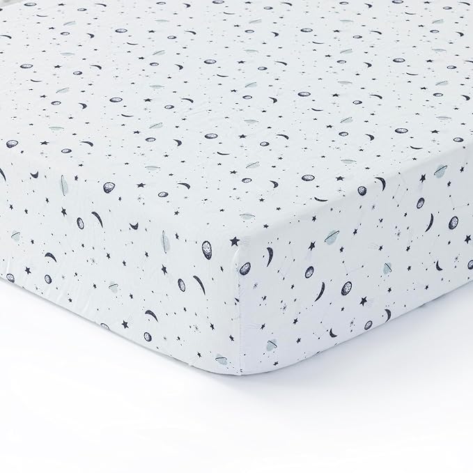 Dreamology Crib Sheets Cotton for Boys, Girls, Soft & Breathable,1 Pack Baby Crib Sheet | 100% Muslin Cotton Crib Sheets for Standard Cribs, Toddler Bed Sheets, 28x52 Crib Mattress Sheets | Planets