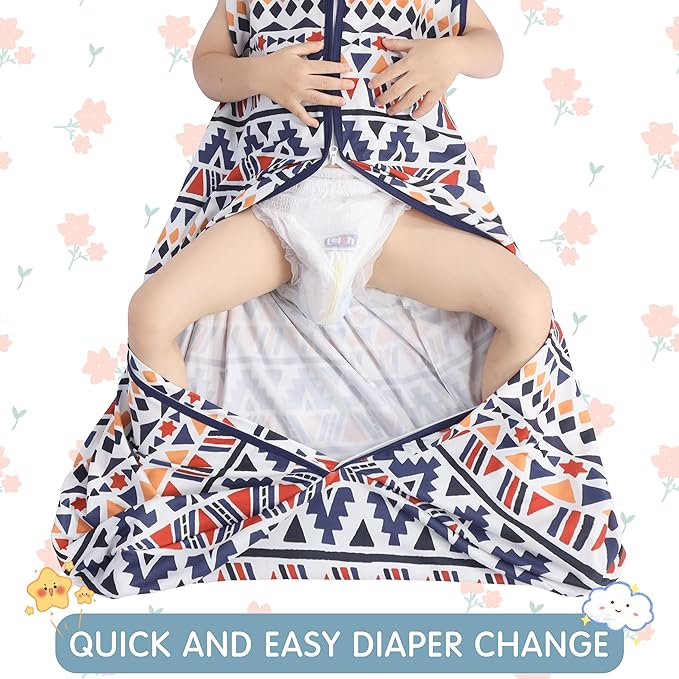 BSTOPPT 3 Pack Baby Sleep Sack 100% Rayon Cotton Baby Sleeping Bag 2-Way Zipper Toddler Wearable Blankets TOG 0.3. (Soccer&Triangles&Blue, 6-12 Months)