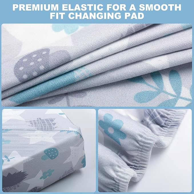 FHMJYH Changing Table Pad Cover Elastic Changing Pad Cover Premium Baby Changing Pad Cover 2 Pack for Boys Girls Soft and Comfortable (Baby Whale and Hedgehog)