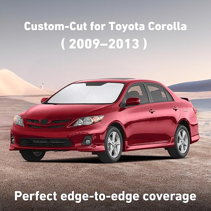 Econour Windshield Sunshade for Toyota Corolla 2009-2011 2012 2013, Sun Visor for Front Windshield & Window Sun Shade Cover, UV Heat Blocker & Protector, Car Accessories