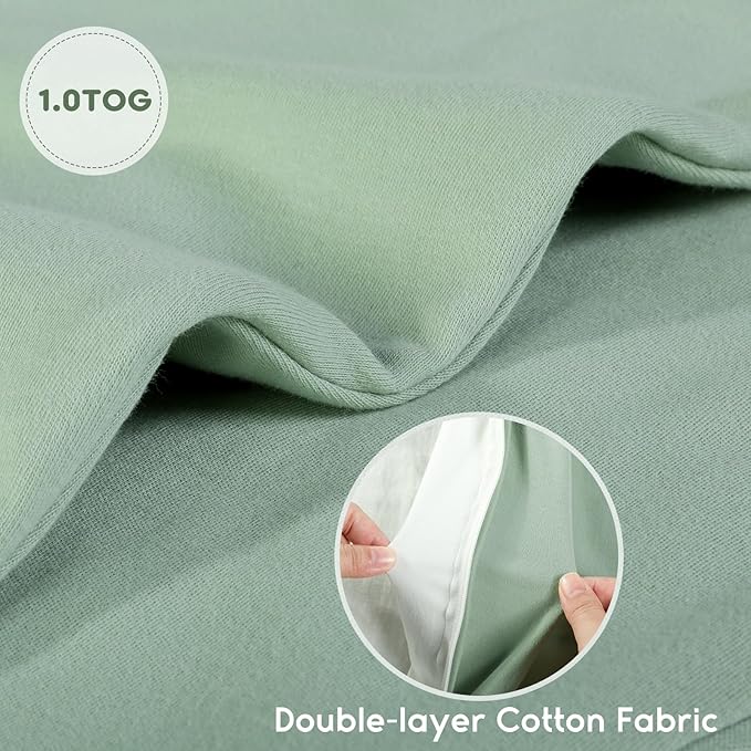Yoofoss Baby Sleep Sack 6-12 Months TOG 1.0 Baby Wearable Blanket, 2 Pack 100% Organic Cotton Infant Toddler Sleeping Sack 2-Way Zipper Lightweight Sleep Sack