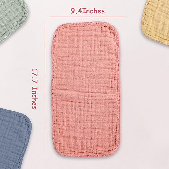 TDHD Muslin Solid Burp Cloths 100% Cotton Large 18''x10'' Extra Soft and Absorbent Multifunctional 6 Pack Baby Burping Cloth for Unisex Boys Girls (Pink)