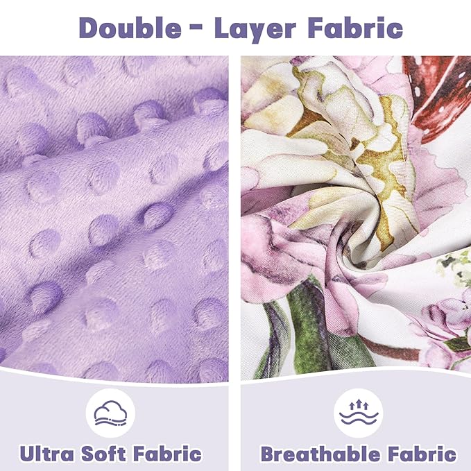 Car Seat Cover Baby, HNHUAMING Infant Car Seat Covers Canopy for Baby Girl Boy, Cozy & Windproof Newborn Carseat Covers Minky Dot Backing Stroller Cover with Breathable Mesh Window, Purple Floral