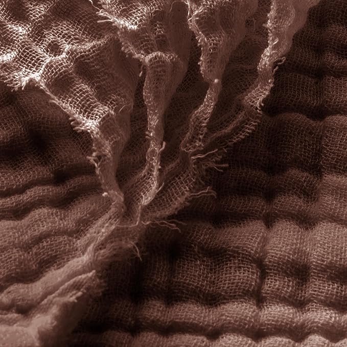 Carriediosa 100% Cotton Muslin Throw Blanket 108" X 90" King Size，4-Layers Summer Gauze Throws for Bed Couch，Soft Lightweight Breathable Linen Blankets Bedspread for Adults All Season，Dark Brown