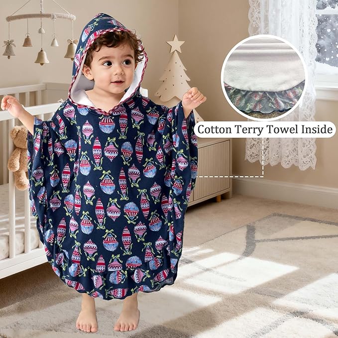 VOOVA & MOVAS Toddler Car Seat Poncho with Ruffle Trim | Soft 100% Cotton | Absorbent Thick Towel for Bath, Swim, Beach & Winter | Cozy, Lamp