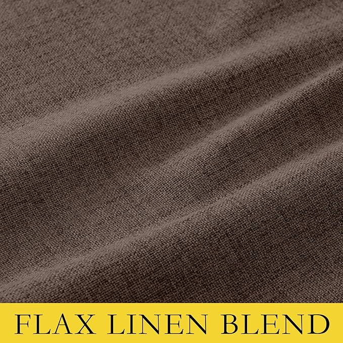 NICETOWN Coffee Vintage Linen 100% Blackout Curtains for Living Room, W52 x L90 in, Set of 2, Thermal Insulated Curtains with Light Blocking Liner, Noise Reducing Window Treatments for Home Cinema