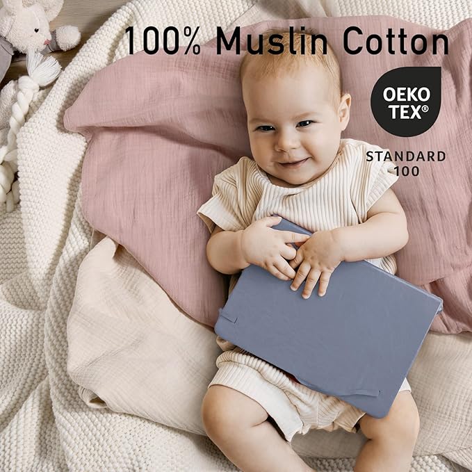 GLLQUEN BABY Muslin Swaddle Blankets for Girls, 2-Pack Organic Baby Blankets for Girl Boy, Newborn Receiving Blanket, Baby Swaddle Blanket Unisex, Baby Essentials, Registry & Gift, 40 x 38 inches