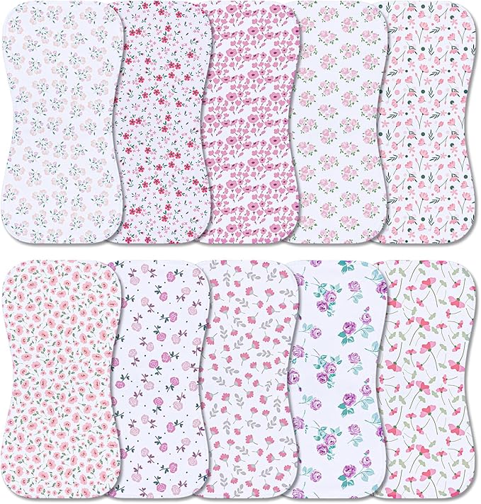 Benoxine 10-Pack Burp Cloths for Baby Boys and Girls - Organic Baby Burp Cloth,Baby Washcloths, Burp Rags, Large Neutral Burp Clothes for Newborn