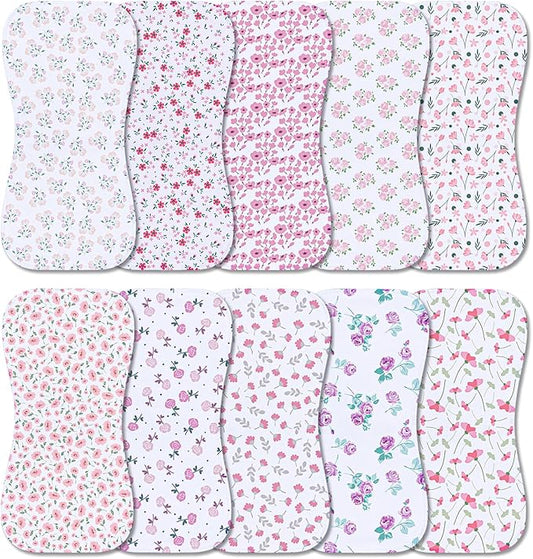 Benoxine 10-Pack Burp Cloths for Baby Boys and Girls - Organic Baby Burp Cloth,Baby Washcloths, Burp Rags, Large Neutral Burp Clothes for Newborn
