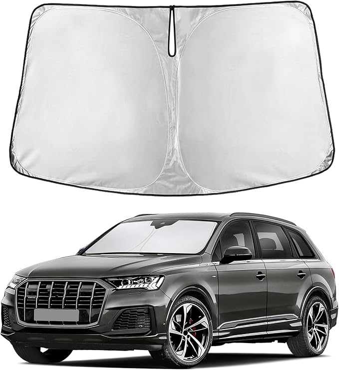 Econour Windshield Sunshade for Audi Q7 2016-2024 2025 2026, Sun Visor for Front Windshield & Window Sun Shade Cover, UV Heat Blocker & Protector, Car Accessories