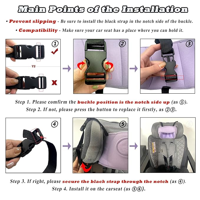 Adjustable Baby Car Seat Head Support Band, Baby Safety Car Seat Neck Relief Hold, Comfortable Head Hold Head Strap for Baby, Kids, Children, Purple