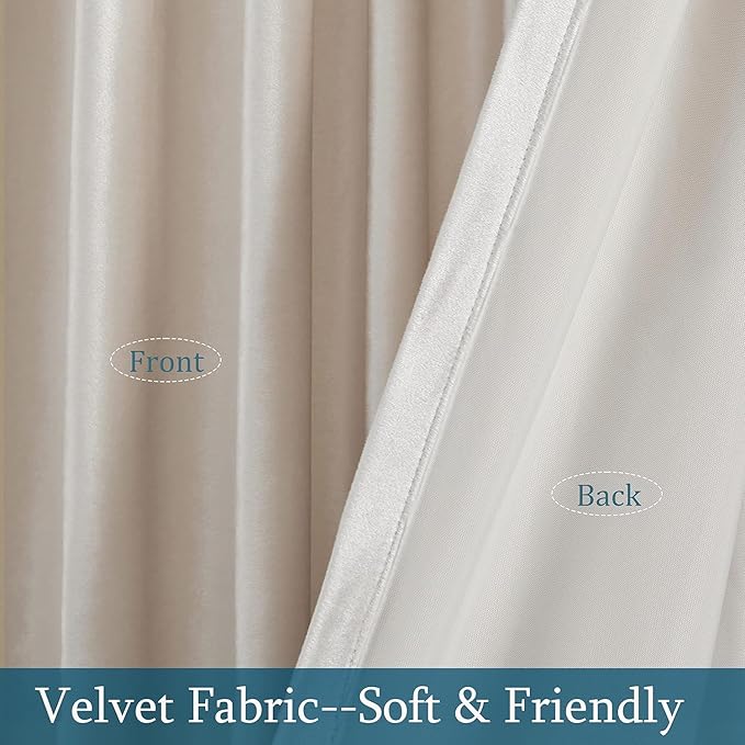 PRIMROSE Cream Ivory Curtains 102 inch for Living Room,2 Panels Drapes Blackout Rod Pocket Back Tab Window Treatment Room Darkening Thick Decorative Curtains for Bedroom