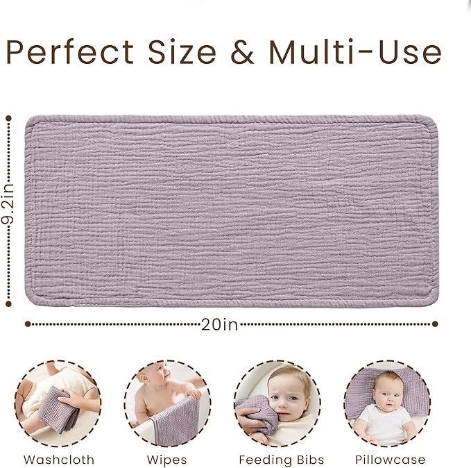 Konssy Muslin Baby Burp Cloths Sets for Unisex- 7 Pack Soft 100% Cotton Burping Clothes for Newborn，Baby Girls and Boys