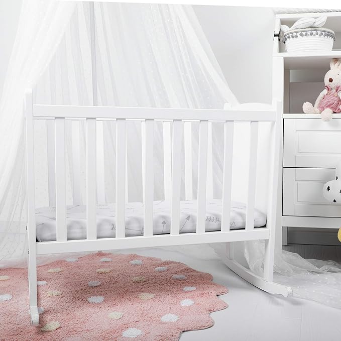 TILLYOU Baby Bassinet Sheets for Girls Boys 2 Pack Baby Sheets for Square Rectangle Oval Bassinet Mattress 33X16 Inch, Grey Clouds