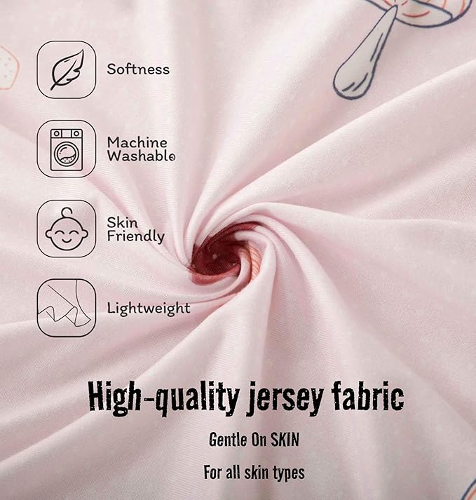 SDY Jersey Mushroom Bassinet Sheets for Baby Girls,32 "x 16 "x 4",2 Pack,Pink Cute Kawaii Standard Oval/Retangle Bassinet Mattress Sheets for Toddler,Super Soft Breathable