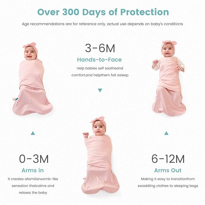 LILBESTIE Baby Swaddle Sleep Sack, 1.0 Tog New-Parent-Friendly Swaddle for Newborns & infant 3-6 Months Baby Wearable Blanket Reduce Startle Reflex, Newborn Boys Girls Registry Essentials