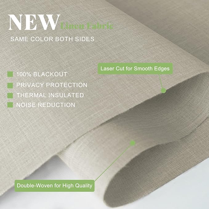 Blackout Roller Shades Blinds for Windows, Free-Stop Cordless Roller Shades with Valance, Thermal Insulated Fabric Window Blinds UV Protection for Home, Bedroom, Beige, 51.5" W x 72" H