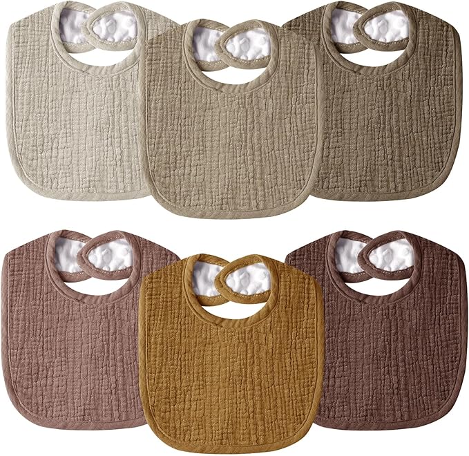 Wrrernsin Muslin Baby Bibs for Unisex Boys Girls, Cotton Drool Bibs, Adjustable Newborn Bibs for Drooling and Teething