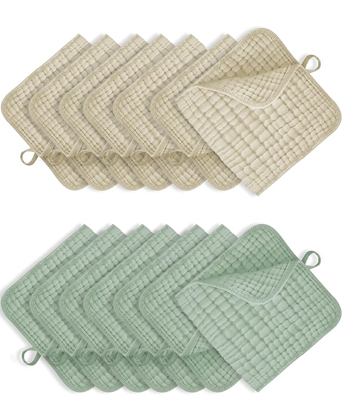 TRYISDICDVC 14Pack Muslin Baby Burp Cloths 100% Cotton 20"X10" Soft Absorbent Quick Drying Newborn Drool Baby Face Washcloths