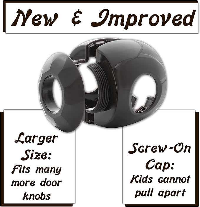 New & Improved - Door knob Baby Safety Cover - 5 Pack - Deter Little Kids from Opening Doors with A Child Proof Door Handle Lock