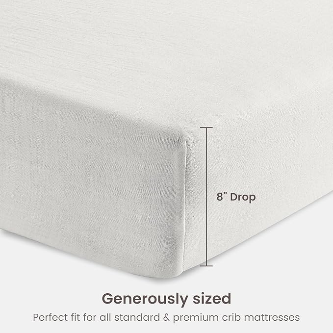 Bioweaves Organic Cotton Muslin Bassinet Sheet, GOTS Certified Extra Soft Fitted Sheet, Universal Fit for Oval Baby Bassinet Mattresses, 33" x 17", 4 Inch Pocket, White