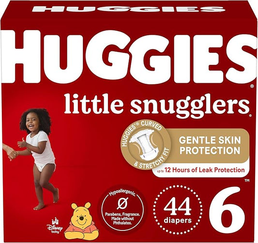 Huggies Size 6 Diapers, Little Snugglers Baby Diapers Size 6 (35+ lbs), 44ct