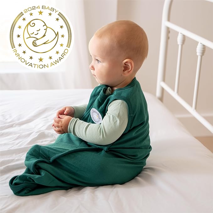 Dreamland Baby Lightweight Bamboo Viscose Sleep Sack (0-6 Months). 1.0 TOG Ultra Soft Blanket w/ 2-Way Zipper. 95% Viscose, 5% Spandex (Forest). Mom-Owned US Business, Premium Materials