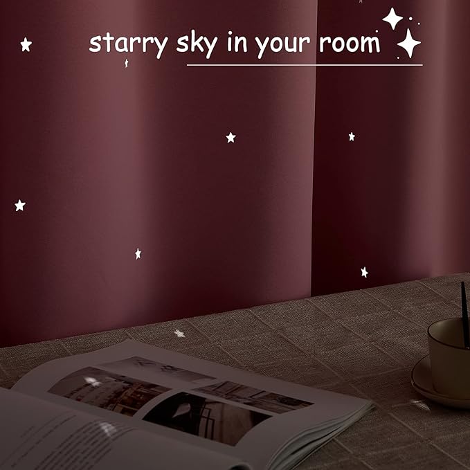NICETOWN Starry Night Blackout Curtains, Grommet Thermal Insulated Drapes for Girls Room Livingroom Nursery Thanksgiving Decor (2 Panels, Baby Pink, 34 x 54 inches)