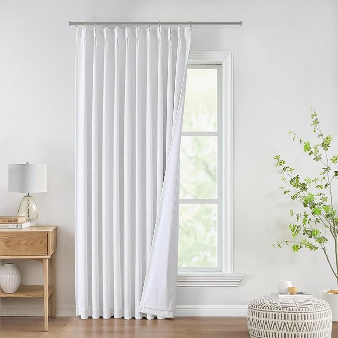 WEST LAKE 10 FT White Bailey Pinch Pleated Full Blackout Curtain Panels for Bedroom Living Room,120 Inches Thermal Insulated Drapes with Back Tab,Extra Long Modern Window Treatment,60"Wx120"L,1 Panel