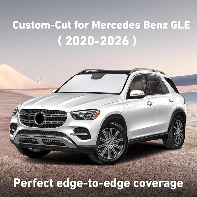 Econour Windshield Sunshade for Mercedes-Benz GLE 2020-2024 2025 2026, Sun Visor for Front Windshield & Window Sun Shade Cover, UV Heat Blocker & Protector, Car Accessories