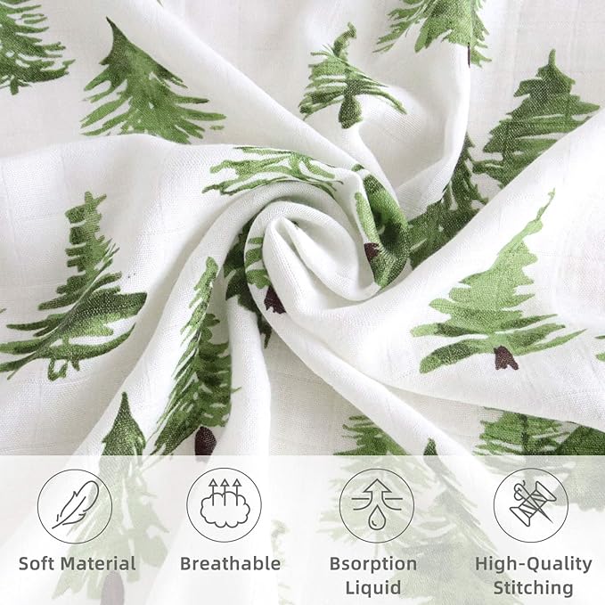 LifeTree Baby Swaddle Blankets, Boys Girls Muslin Swaddling Wrap Receiving Blanket for Newborn, 70% Viscose from Bamboo and 30% Cotton, Large 47" x 47", Elephant and Tree Pattern