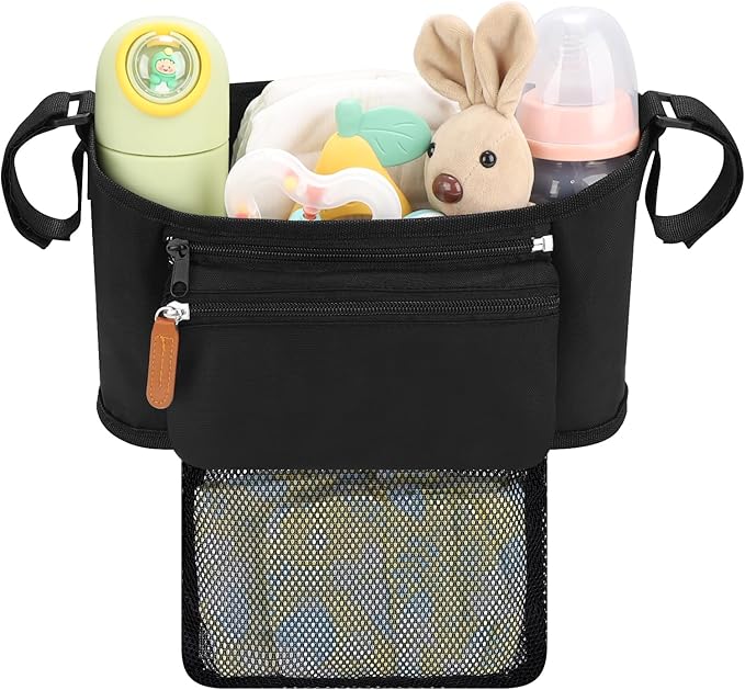 Accmor Universal Stroller Organizer with Detachable Phone Bag and Diaper Pocket, Stroller Bag Caddy Organizer Stroller Accessories for Uppababy, Baby Jogger, Nuna, Doona, Britax Strollers