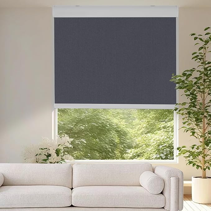 Allesin 100% Blackout Cordless Roller Shades for Windows, Free-Stop Shades, Thermal Insulated, UV Protection, Waterproof Fabric, Easy to Install for Home, Office, Bathroom (Dark Gary 33 x 72)