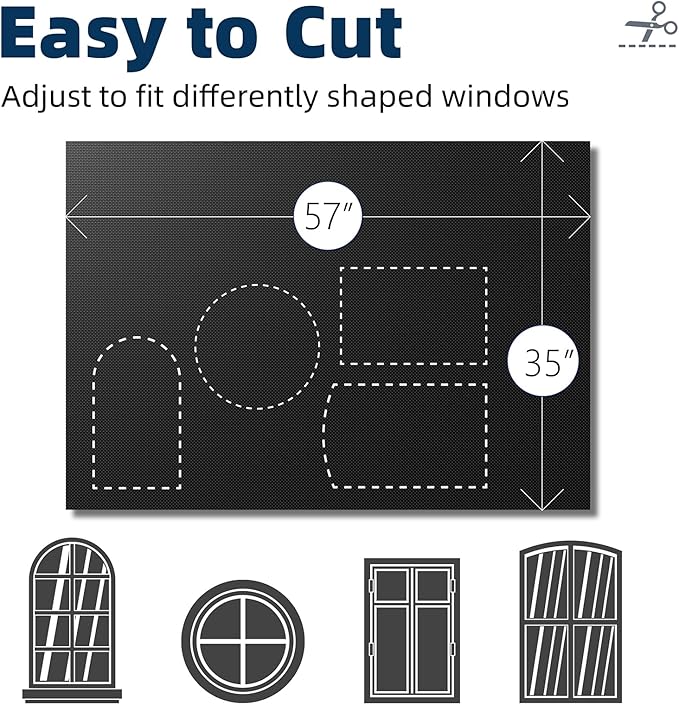 NIGHTON Portable Blackout Curtains 35"×59" Strong Hook and Loop Tape Strips with Adhesive,Black out Shades That can be Cut,100% Blackout Material Blackout Blinds for Baby Nursery or Travel-Black 2Pack
