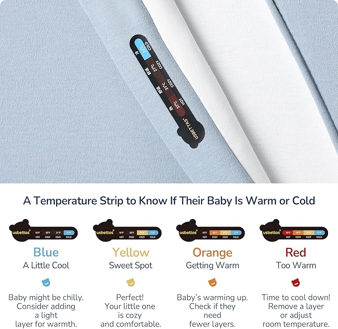 usbettas 1.0 Tog 2.5 Tog Baby Sleep Sack, 100% Cotton Baby Sleeping Bag 3-24M, 2-Way Zipper Baby Wearable Blanket