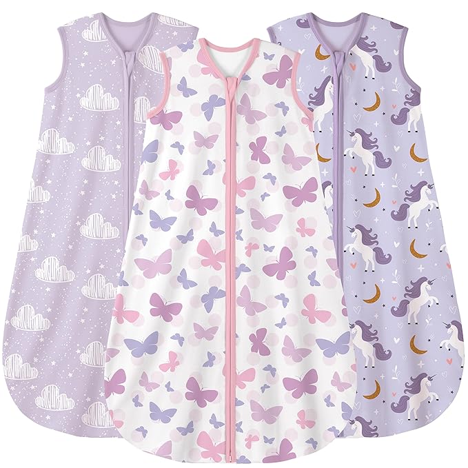 Yoofoss Baby Sleep Sack 18-24 Months Wearable Blanket for Babies 100% Organic Cotton 2-Way Zipper TOG 0.5 Toddler Sleeping Sack 3 Pack, Comfy Lightweight Sleep Sacks